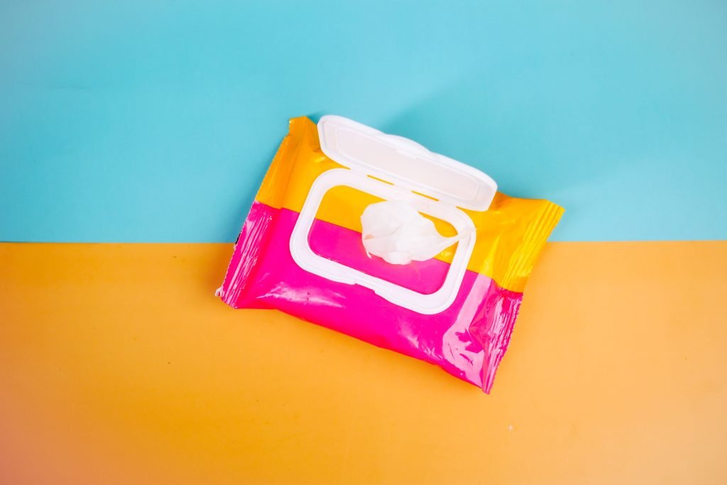 Pack of wet wipes to pack in your personal item while flying.